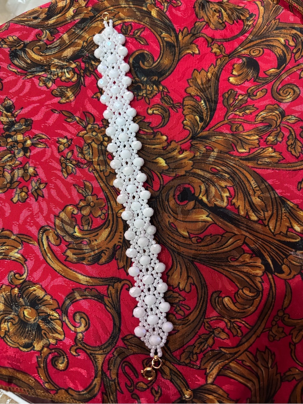 Handmade White Beaded Cluster Bracelet - 7.5-8 inches - Picture 7 of 8